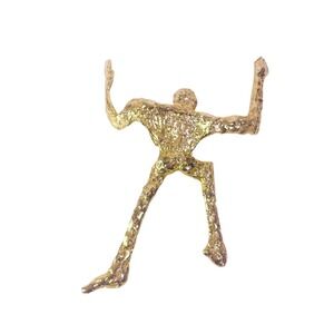 Ultra Craft Climbing‎ Man Brooch Brutalist Art Pin Gold Tone Large 5in RARE Vtg
